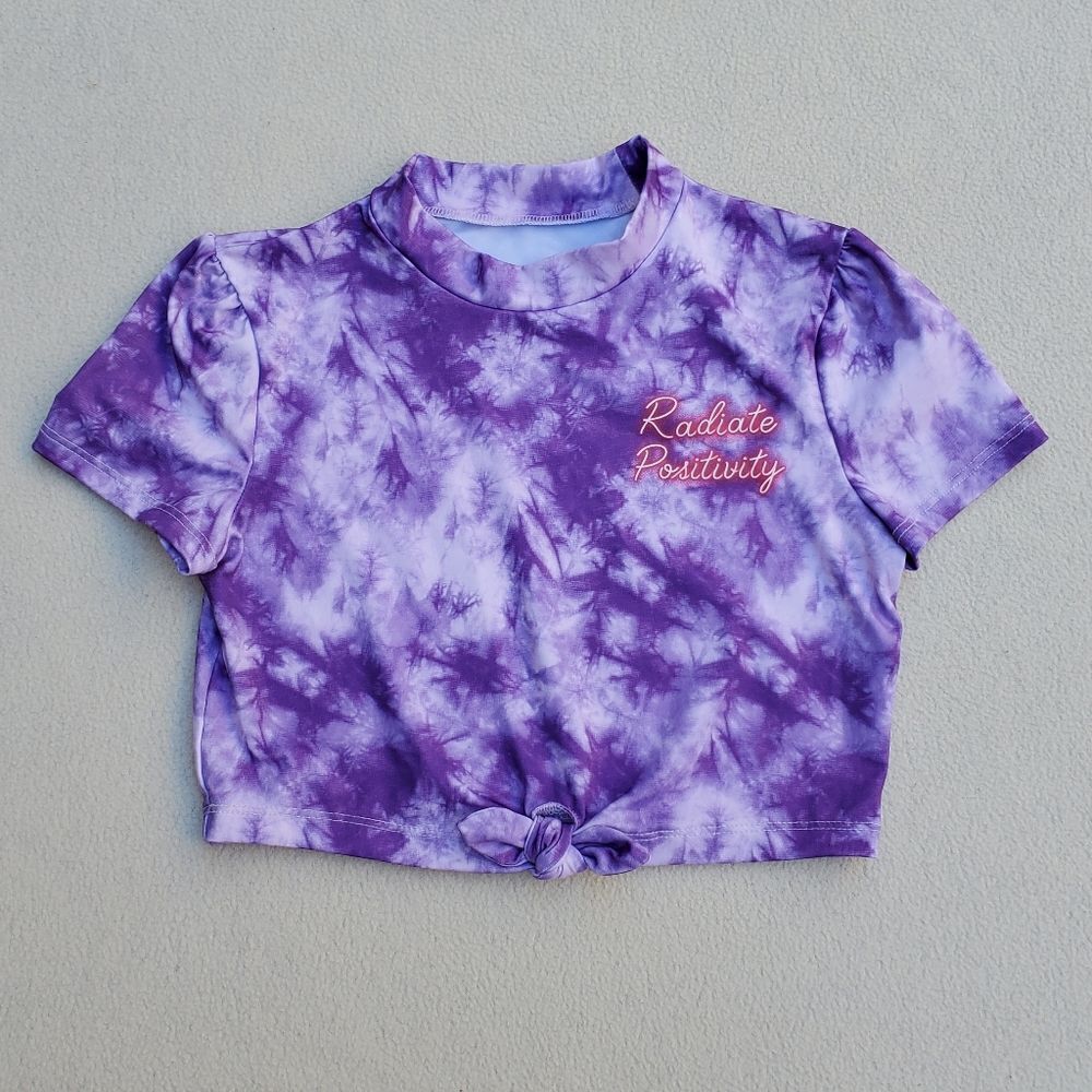 More Than Magic purple tie-dye cropped short sleeve shirt Size M (7/8)